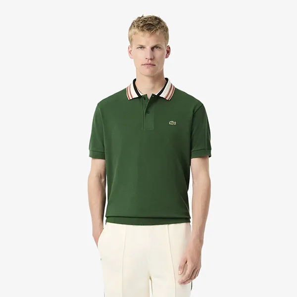 Áo Polo Nam Lacoste French Made Classic Fit Stripe Collar PH5421 132 Màu Xanh Green Size 4