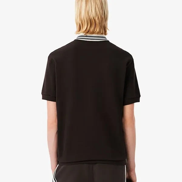 Áo Polo Nam Lacoste French Made Classic Fit Stripe Collar PH5421 SKB Màu Nâu Đậm Size 4