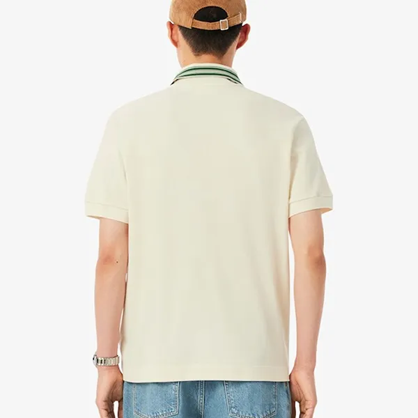 Áo Polo Nam Lacoste French Made Classic Fit Stripe Collar PH5421 XFJ Màu Be Nhạt Size 4
