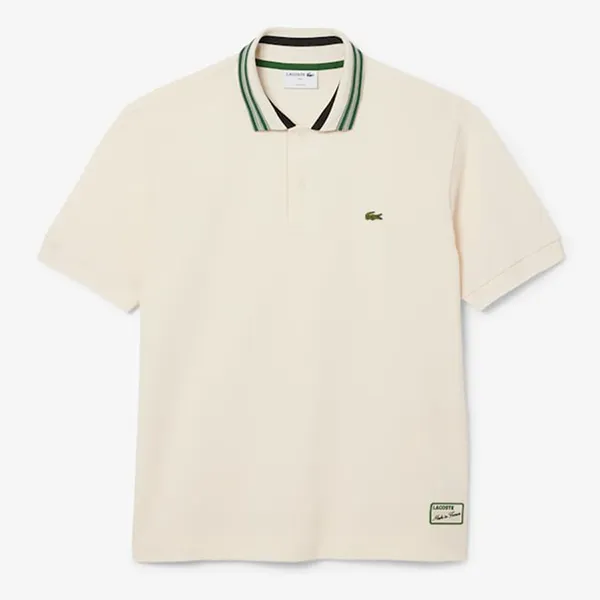 Áo Polo Nam Lacoste French Made Classic Fit Stripe Collar PH5421 XFJ Màu Be Nhạt Size 4