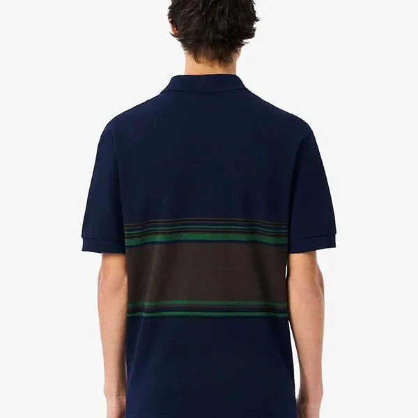 Áo Polo Nam Lacoste French Made Classic Fit Striped Polo Shirt PH5457 166 Màu Xanh Navy Size 3