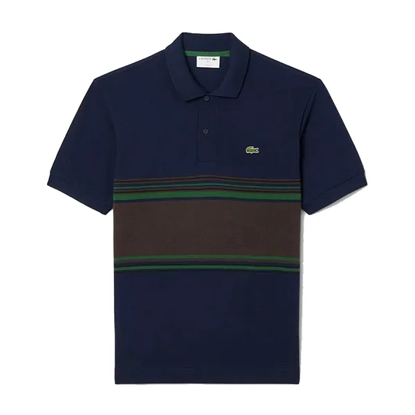 Áo Polo Nam Lacoste French Made Classic Fit Striped Polo Shirt PH5457 166 Màu Xanh Navy Size 3
