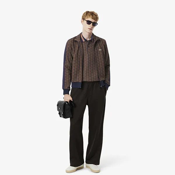 Áo Polo Nam Lacoste Men's Classic Fit Monogram Jacquard DH1417 - 9I4 Màu Nâu Size 3