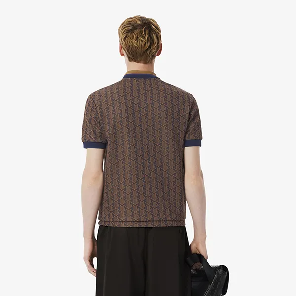 Áo Polo Nam Lacoste Men's Classic Fit Monogram Jacquard DH1417 - 9I4 Màu Nâu Size 3