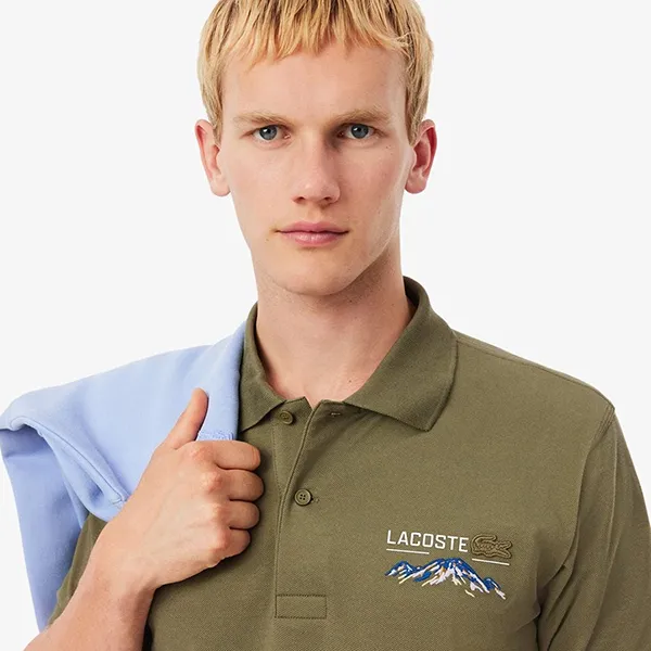 Áo Polo Nam Lacoste Men's Classic Piqué Shirt With Embroidered Pattern Army Green PH5821 E9F Màu Xanh Olive Size 4