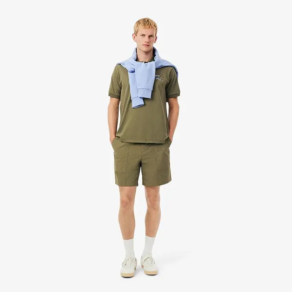 Áo Polo Nam Lacoste Men's Classic Piqué Shirt With Embroidered Pattern Army Green PH5821 E9F Màu Xanh Olive Size 4
