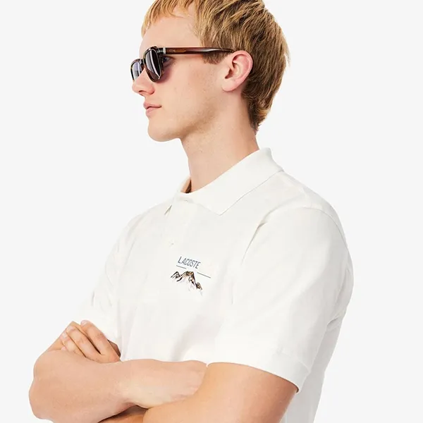 Áo Polo Nam Lacoste Men's Classic Piqué Shirt With Embroidered Pattern PH5821 70V Màu Trắng Size 3