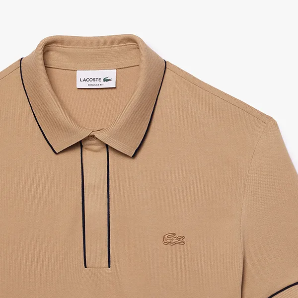 Áo Polo Nam Lacoste Men's Regular Fit Paris Stretch Piqué Beige PH8184 02S Màu Be Đậm Size 6
