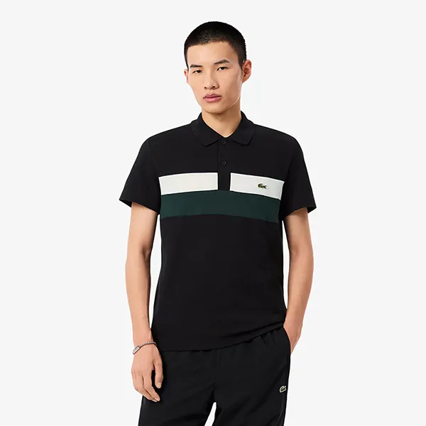 Áo Polo Nam Lacoste Regular Fit Colour Block Petit Piqué Shirt Black PH5918 6XH Màu Đen Size 3