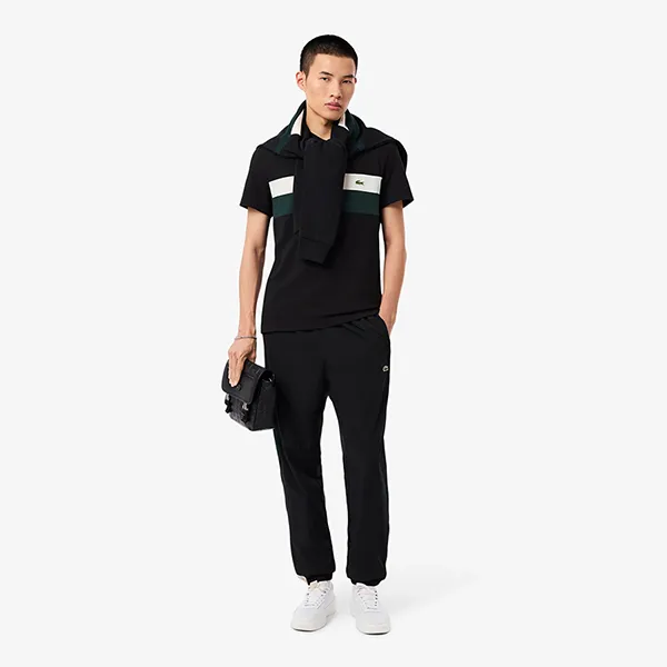 Áo Polo Nam Lacoste Regular Fit Colour Block Petit Piqué Shirt Black PH5918 6XH Màu Đen Size 3