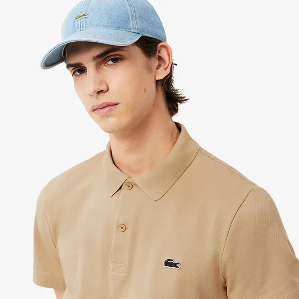 Áo Polo Nam Lacoste Regular Fit Cotton Blend DH5522 02S Màu Be Đậm Size 3