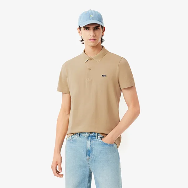 Áo Polo Nam Lacoste Regular Fit Cotton Blend DH5522 02S Màu Be Đậm Size 3