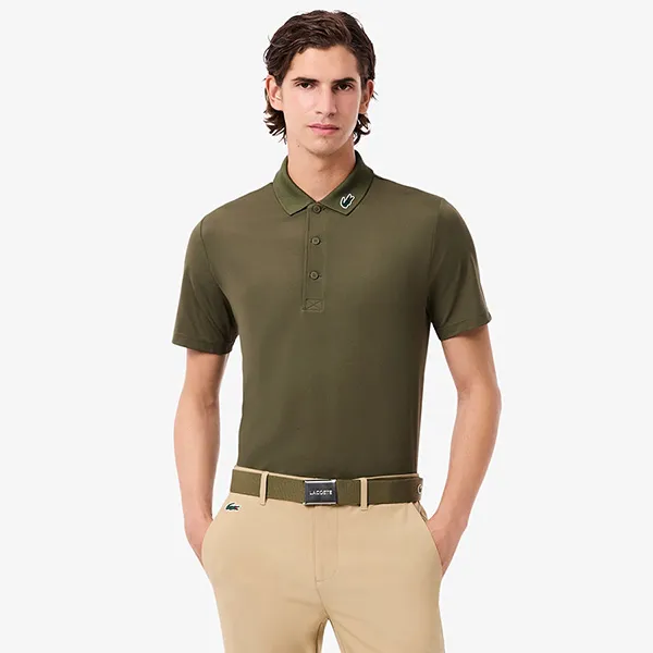 Áo Polo Nam Lacoste Regular Fit UV Protect Golf DH2341 E9F Màu Xanh Rêu Size 3