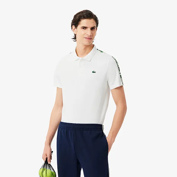 Áo Polo Nam Lacoste Ultra Dry Branded Stripe Tennis DH4759 70V Màu Trắng Size 3