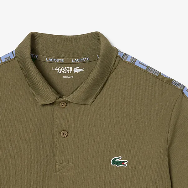 Áo Polo Nam Lacoste Ultra Dry Branded Stripe Tennis DH4759 E9F Màu Xanh Rêu Size 3