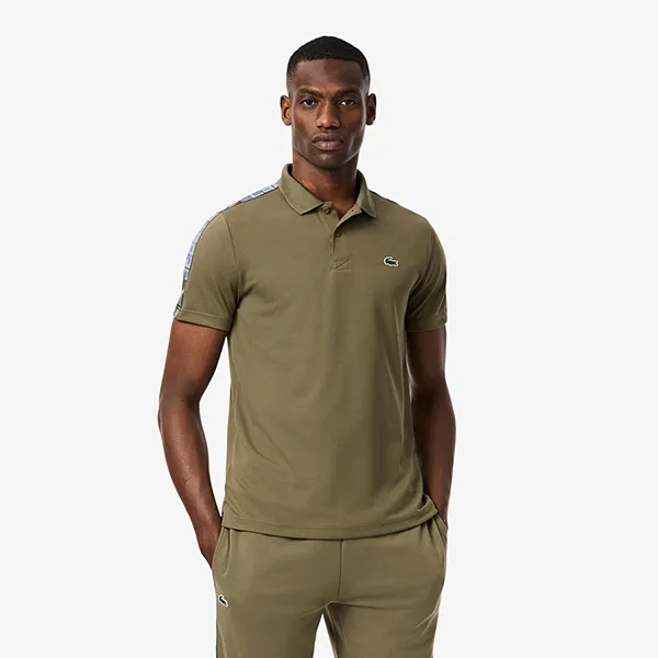 Áo Polo Nam Lacoste Ultra Dry Branded Stripe Tennis DH4759 E9F Màu Xanh Rêu Size 3