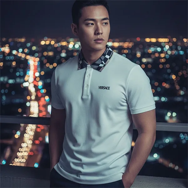 Áo Polo Nam Versace Polo Shirt With Trimmed Collar 1012260 1A14426 2W020 Màu Trắng Size XS