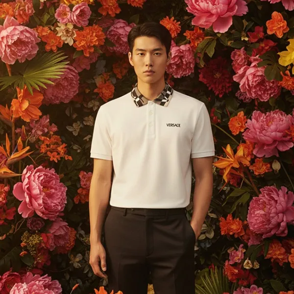 Áo Polo Nam Versace Polo Shirt With Trimmed Collar 1012260 1A14426 2W020 Màu Trắng Size XS