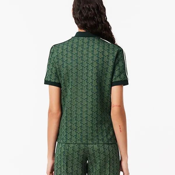 Áo Polo Nữ Lacoste Slim Fit Monogram DF3364-51-ICL Màu Xanh Green Size 36