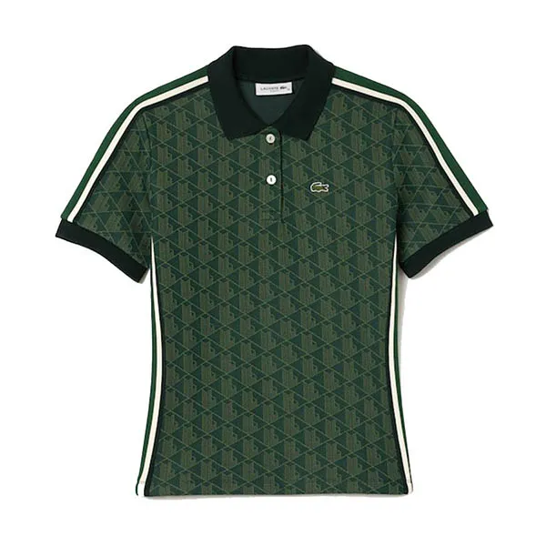 Áo Polo Nữ Lacoste Slim Fit Monogram DF3364-51-ICL Màu Xanh Green Size 36