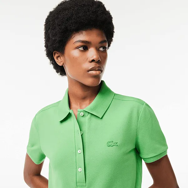 Áo Polo Nữ Lacoste Women L.12.D Slim Fit Stretch Piqué PF5462 10 IXU Màu Xanh Lá Size 38