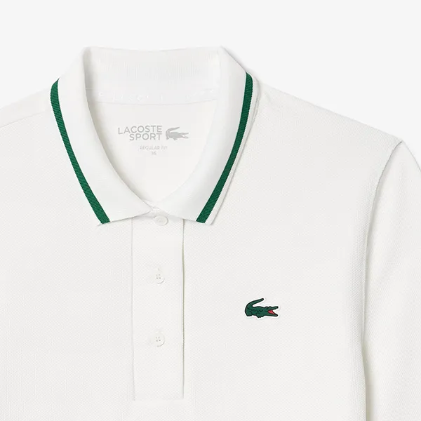 Áo Polo Nữ Lacoste Women's UV Protect Stripe Collar Tennis PF0965 54N 737 Màu Trắng Size 38