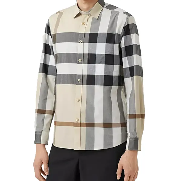Áo Sơ Mi Dài Tay Nam Burberry Vintage Check Printed 8105466 Màu Be Size L