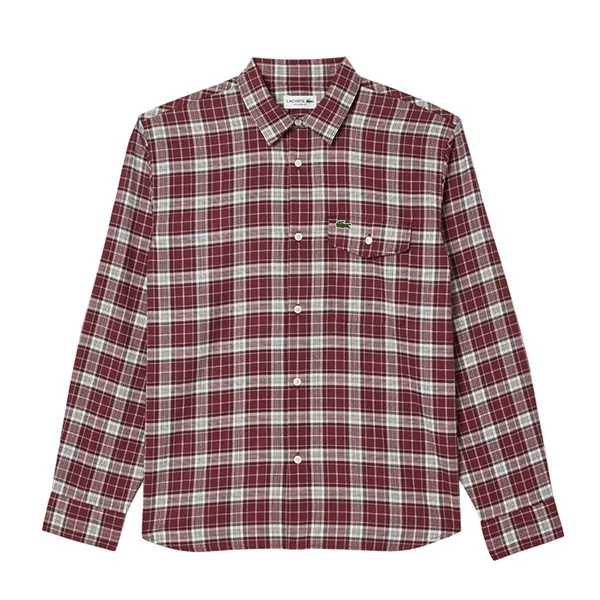 Áo Sơ Mi Dài Tay Nam Lacoste Medium Check Cotton Twill Shirt CH6729 - I65 Màu Đỏ Size 39