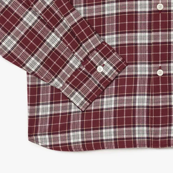 Áo Sơ Mi Dài Tay Nam Lacoste Medium Check Cotton Twill Shirt CH6729 - I65 Màu Đỏ Size 39