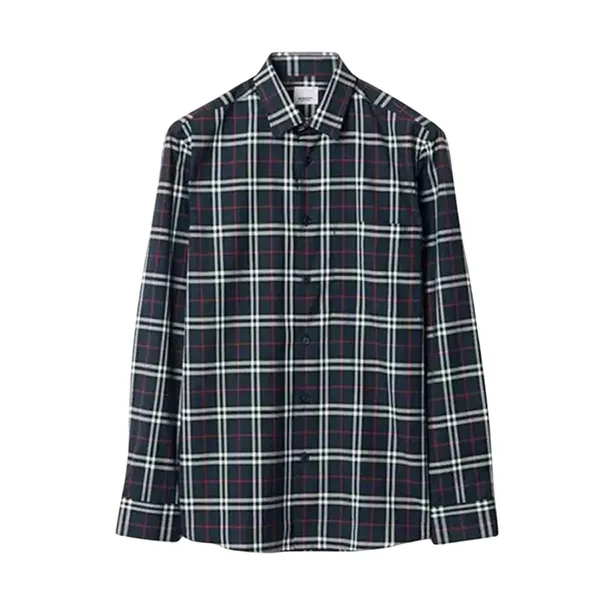 Áo Sơ Mi Nam Burberry Simson Check Cotton Long Sleeve Shirt In Navy - 80732201 Phối Màu Size XS