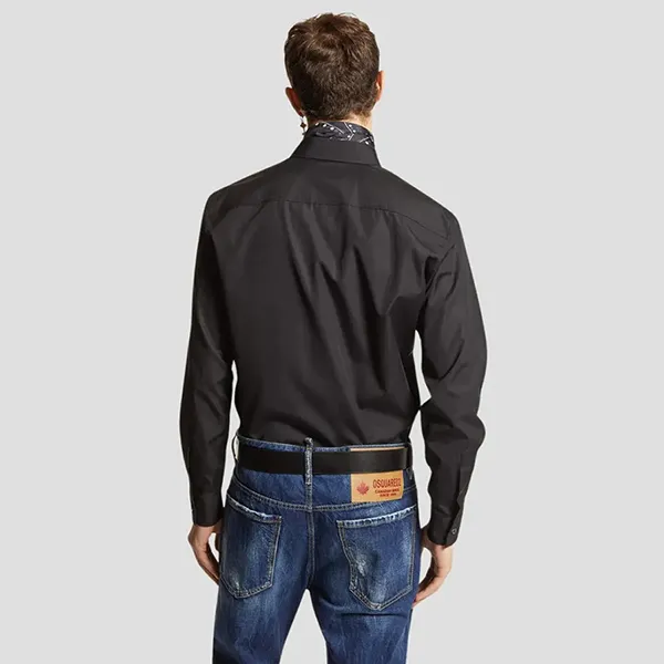 Áo Sơ Mi Nam Dsquared2 Bloody Red Llogo-Print Cotton S74DM0863 S36275 900 Màu Đen Size 46