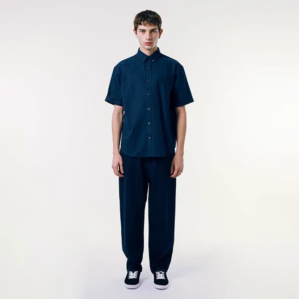 Áo Sơ Mi Nam Lacoste Men's Printed Jacquard Chambray Oxford Shirt CH4730-166 Màu Xanh Navy Size 38