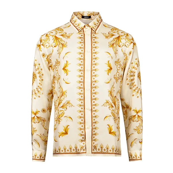 Áo Sơ Mi Versace Barocco Silk Shirt 1012601 1A15836 5K580 Màu Trắng/Vàng Size 38