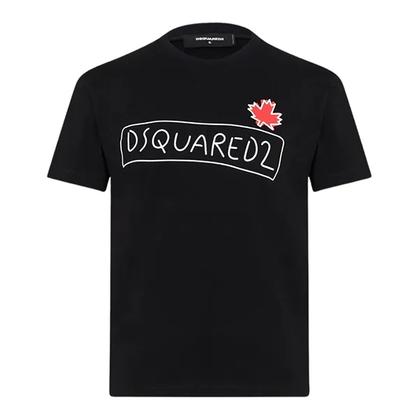 Áo Thun Nam Dsquared2 Supercrew Logo Printed In Black S71GD1130 S23009 900 Màu Đen Size S