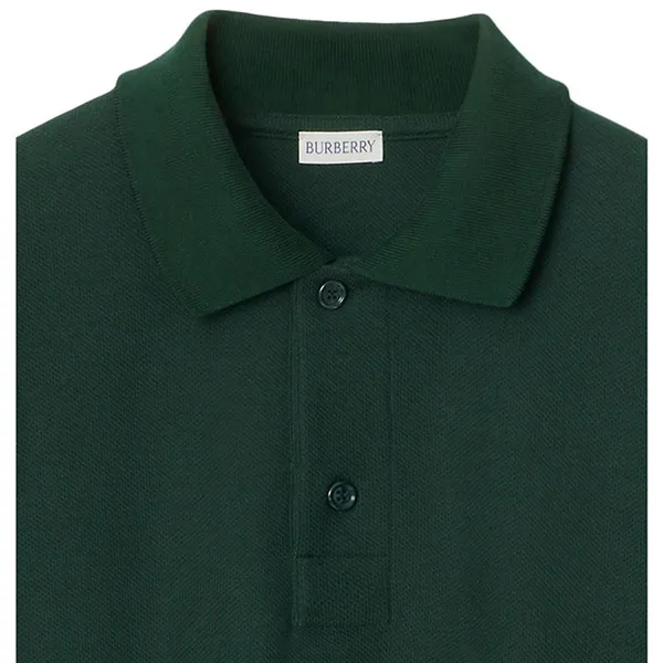 Áo Polo Dài Tay Nam Burberry Long-Sleeve Cotton Polo Shirt Màu Xanh Lá Size XS