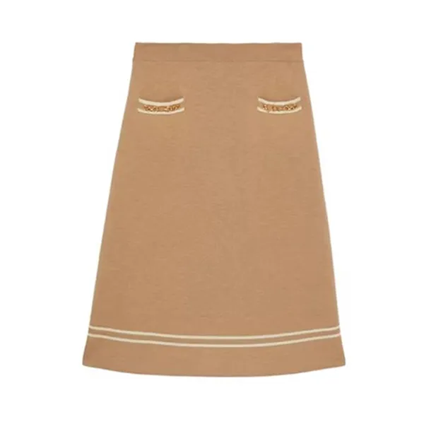 Chân Váy Gucci Brown Striped Knit Midi Skirt 766250 XKBNZ 2445 Màu Nâu Size XS