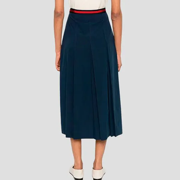 Chân Váy Gucci Poplin Web Skirt Dark Blue 695326 ZLC02 4486 Màu Xanh Đậm Size 38