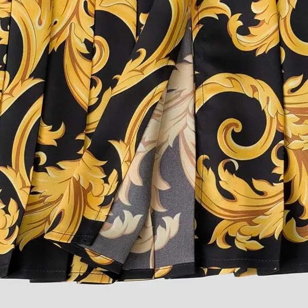 Chân Váy Nữ Versace Heritage Barocco-print Silk In Black/Gold 1010285 1A13934 5B000 Màu Vàng Đen Size 38