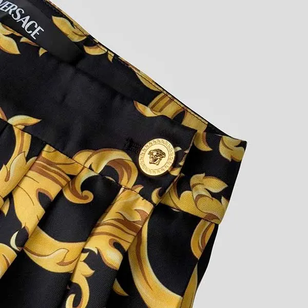 Chân Váy Nữ Versace Heritage Barocco-print Silk In Black/Gold 1010285 1A13934 5B000 Màu Vàng Đen Size 38