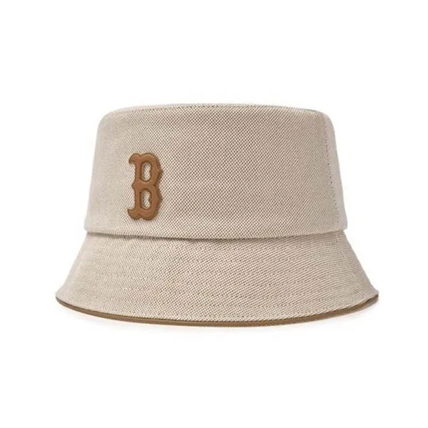Mũ MLB Bucket Basic Canvas Leather Logo Hat Cleveland Guardians - 3AHTVL14N-45CRD Màu Be Nhạt Size 57