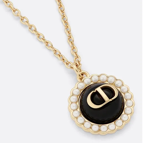 Dây Chuyền Nữ Dior Petit CD Necklace Màu Vàng Gold/Đen