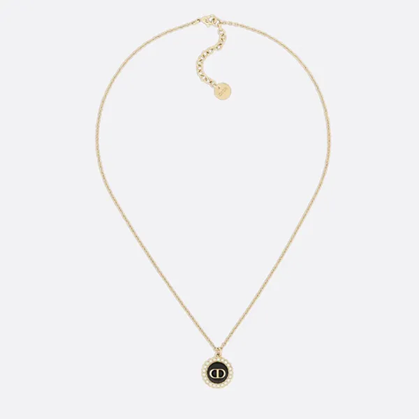 Dây Chuyền Nữ Dior Petit CD Necklace Màu Vàng Gold/Đen