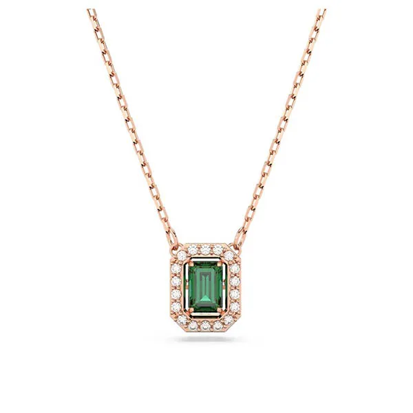 Dây Chuyền Nữ Swarovski 5650069 Rose Gold Plated Green Octagon Màu Xanh - Vàng Hồng