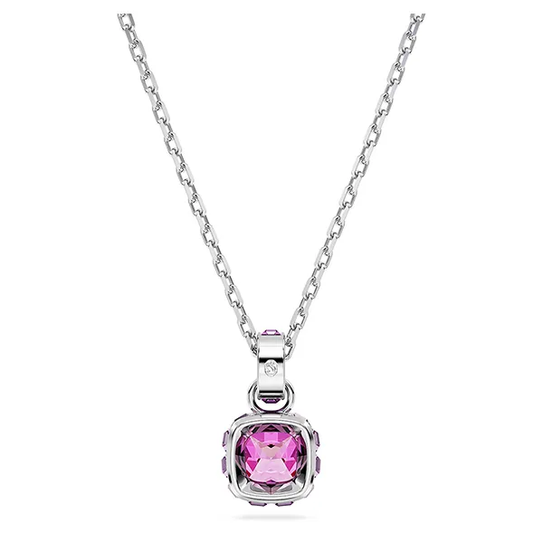 Dây Chuyền Nữ Swarovski Birthstone Pendant Square Cut February Purple Rhodium Plated 5651708 Màu Bạc Phối Tím