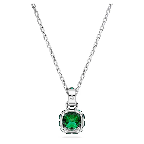 Dây Chuyền Nữ Swarovski Birthstone Pendant Square Cut May Green Rhodium Plated 5651793 Màu Bạc Xanh