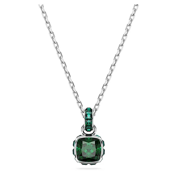 Dây Chuyền Nữ Swarovski Birthstone Pendant Square Cut May Green Rhodium Plated 5651793 Màu Bạc Xanh