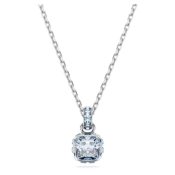 Dây Chuyền Nữ Swarovski Birthstone Pendant Square March Blue Rhodium Plated 5651794 Màu Xanh Nhạt