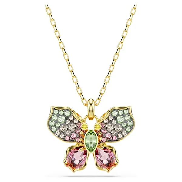 Dây Chuyền Nữ Swarovski Idyllia Pendant Mixed Cuts Pavé Butterfly Multicolored Gold-Tone Plated 5709950 Màu Vàng Xanh