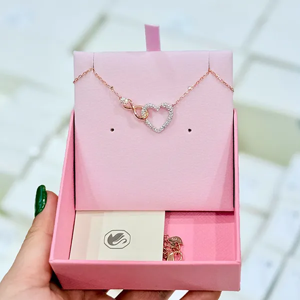 Dây Chuyền Nữ Swarovski Infinity Heart Necklace 5518865 White, Mixed Metal Finish Màu Vàng Hồng