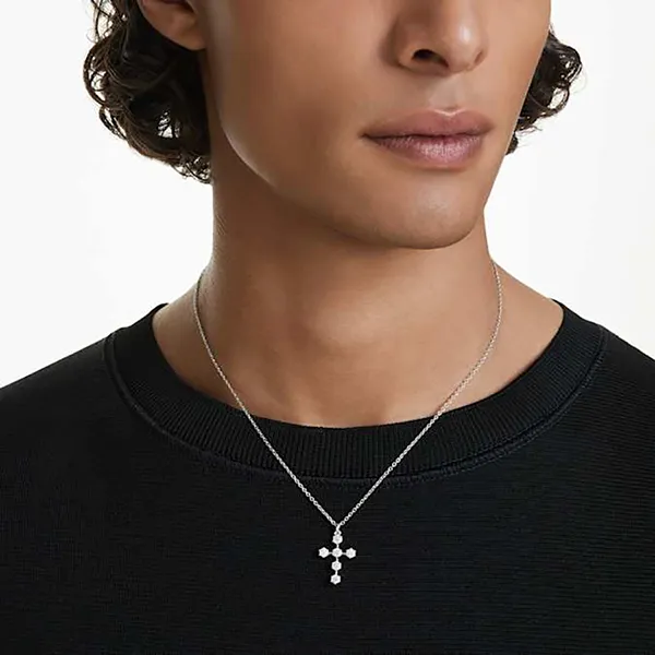 Dây Chuyền Nữ Swarovski Insigne Pendant Round Cut, Cross, White, Rhodium Plated 5675576 Màu Bạc
